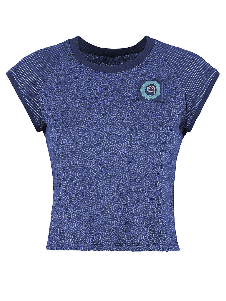 E9 Crop Jersey-Jacquard T-Shirt Striped Sleeves Lila