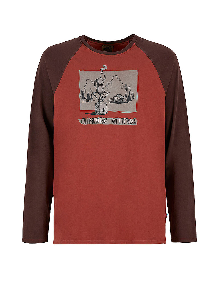 E9 Herren Klettershirt Long Coffee dunkelrot | S