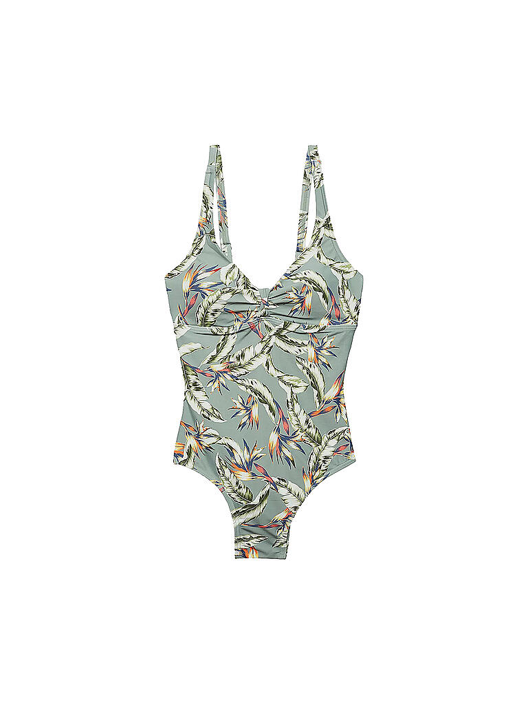 ESPRIT | Damen Badeanzug wattiert Tropical Print | grün