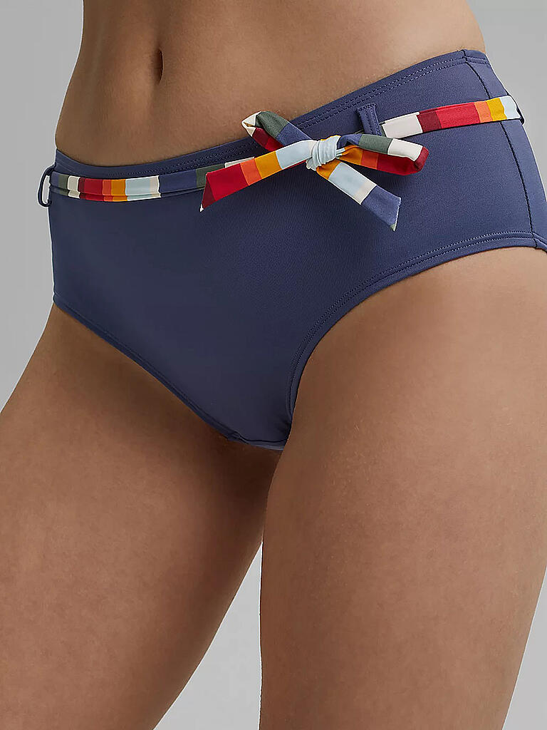 ESPRIT | Damen Bikinihose Hipster-Shorts mit Bindegürtel und Streifen | blau