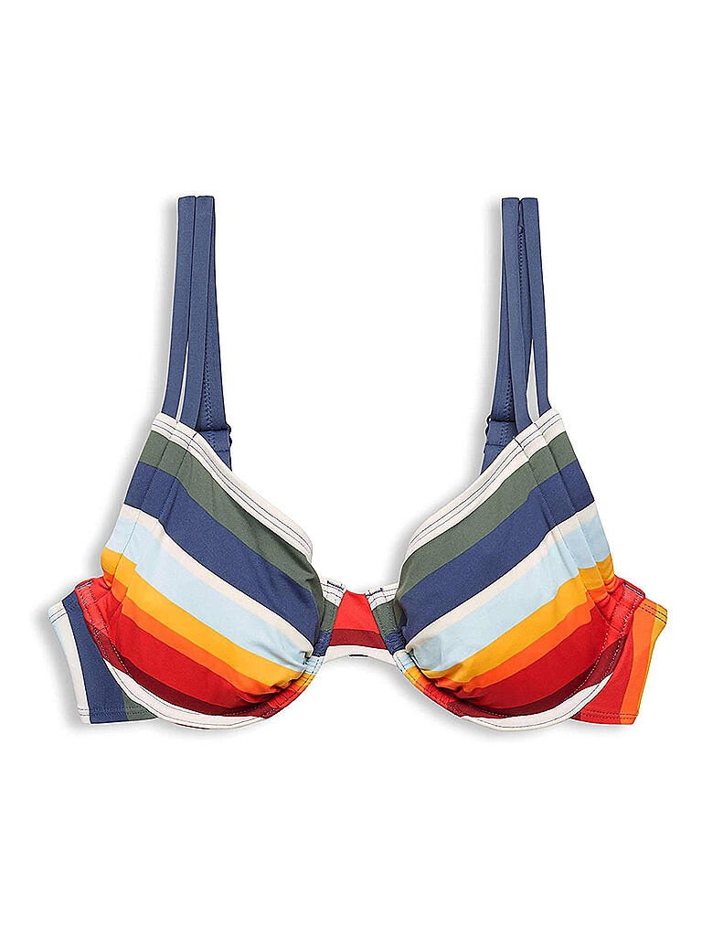 ESPRIT | Damen Bikinioberteil Bügel-Top mit Streifen unwattiert | blau