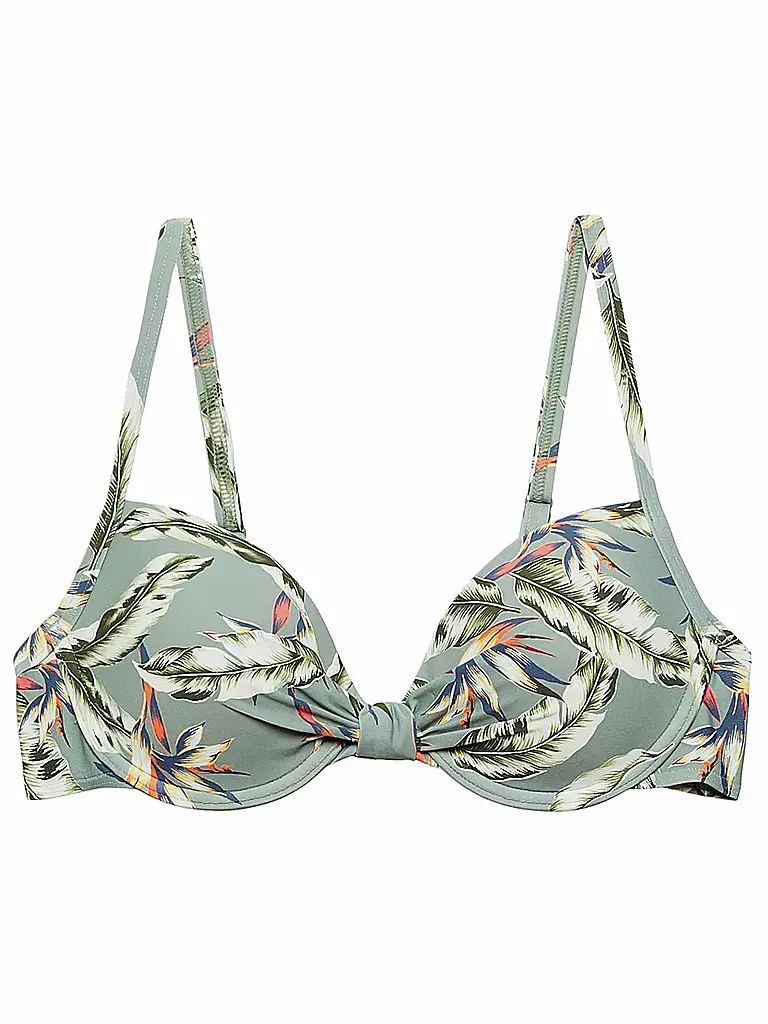 ESPRIT | Damen Bikinioberteil Push-Up Tropical Print | grün