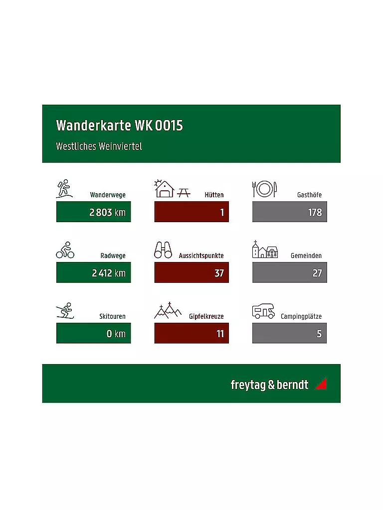 FREYTAG & BERNDT | Wanderkarte WK 0015 Westliches Weinviertel, 1:50.000 | keine Farbe