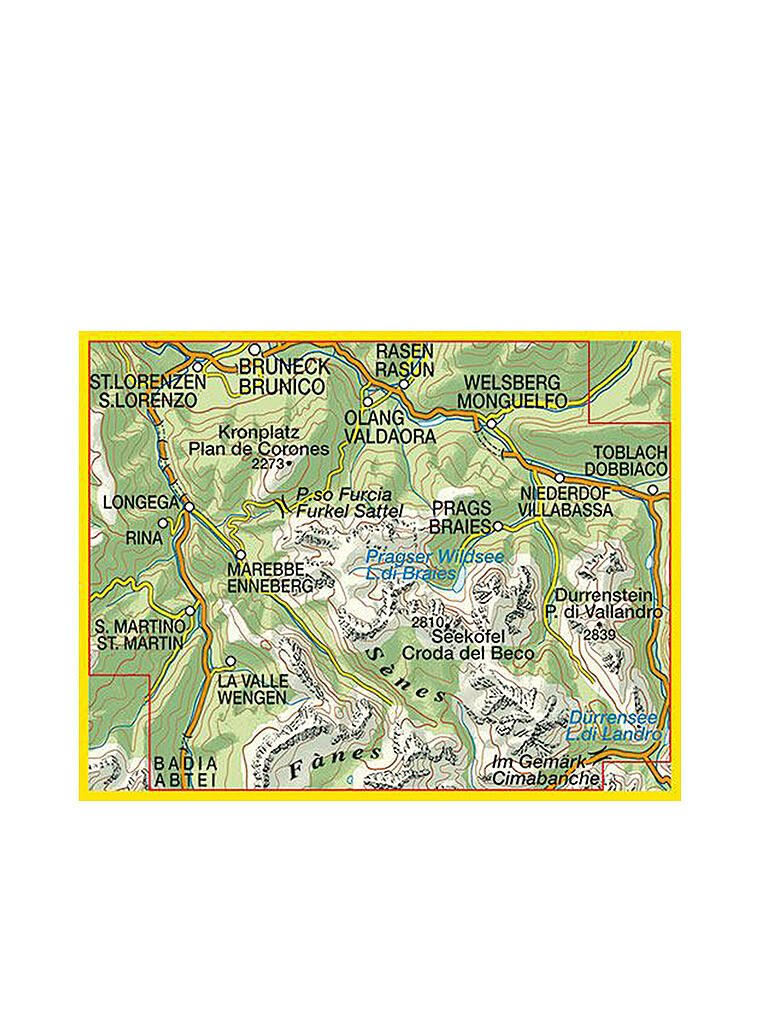 FREYTAG & BERNDT | Tabacco-Karte 031 Pragser Dolomiten/Dolomiti di Braies Enneberg/Marebbe 1:25.000 | keine Farbe