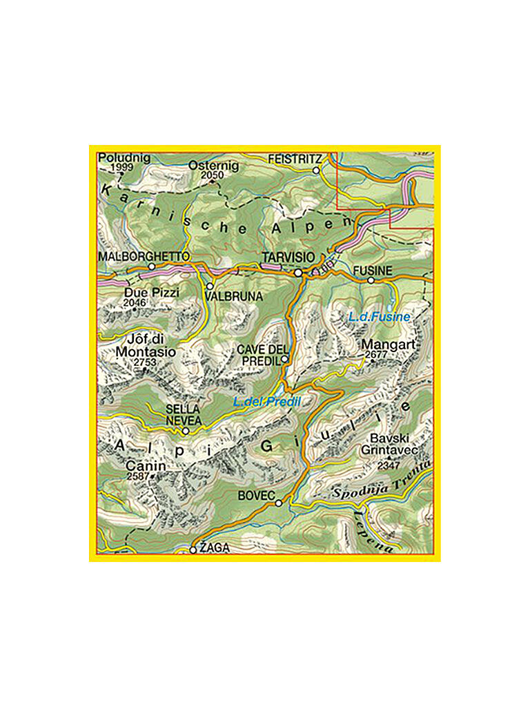 FREYTAG & BERNDT | Wanderkarte 019, Alpi Giulie Occidentali/Westl. Julische Alpen, Tarvisiano 1:25.000 | keine Farbe