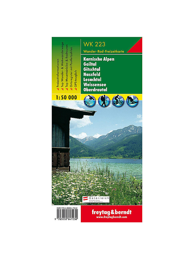 FREYTAG & BERNDT | Wanderkarte Karnische Alpen-Gailtal-Gitschtal-Nassfeld-Lesachtal-Weissensee-Oberdrautal, 1:50.000 | keine Farbe