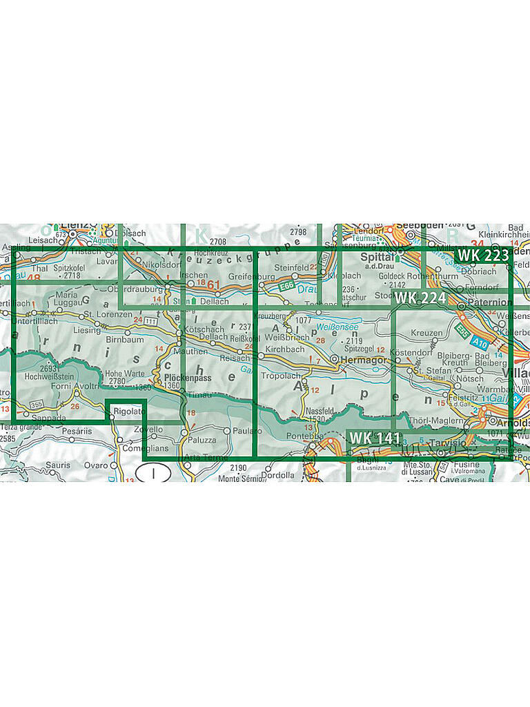 FREYTAG & BERNDT | Wanderkarte Karnische Alpen-Gailtal-Gitschtal-Nassfeld-Lesachtal-Weissensee-Oberdrautal, 1:50.000 | keine Farbe