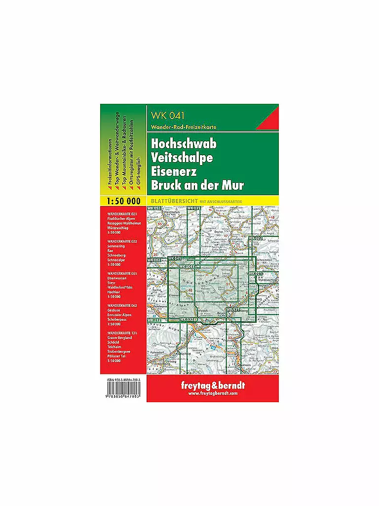 FREYTAG & BERNDT | Wanderkarte WK 041 Hochschwab - Veitschalpe - Eisenerz - Bruck an der Mur, 1:50.000 | keine Farbe