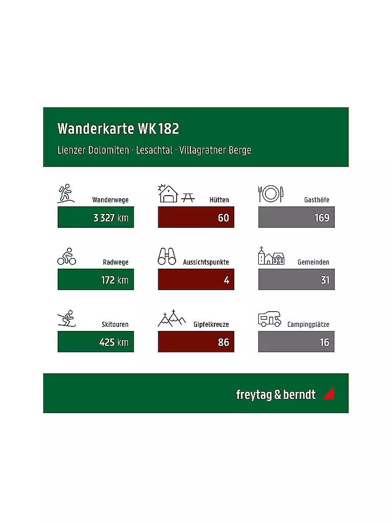 FREYTAG & BERNDT | Wanderkarte WK 182 Lienzer Dolomiten - Lesachtal - Villgratner Berge, 1:50.000 | keine Farbe