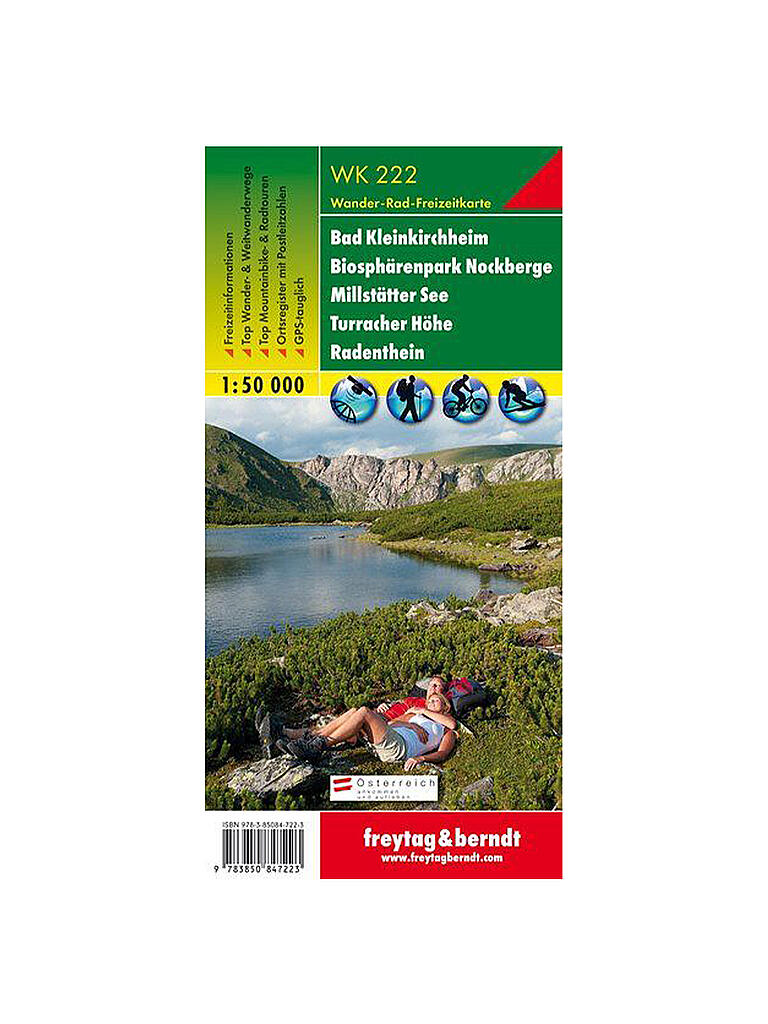 FREYTAG & BERNDT | Wanderkarte WK 222 Bad Kleinkirchheim-Biosphärenpark Nockberge-Millstätter See-Turracher Höhe-Radenthein, 1:50.000 | keine Farbe