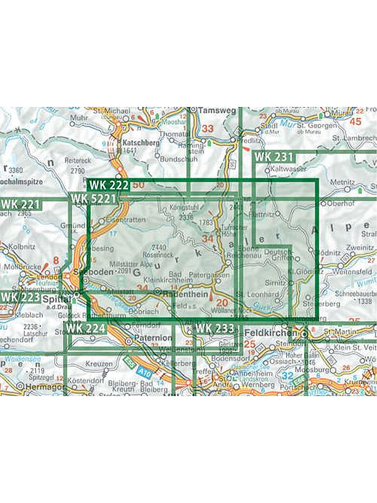 FREYTAG & BERNDT | Wanderkarte WK 222 Bad Kleinkirchheim-Biosphärenpark Nockberge-Millstätter See-Turracher Höhe-Radenthein, 1:50.000 | keine Farbe