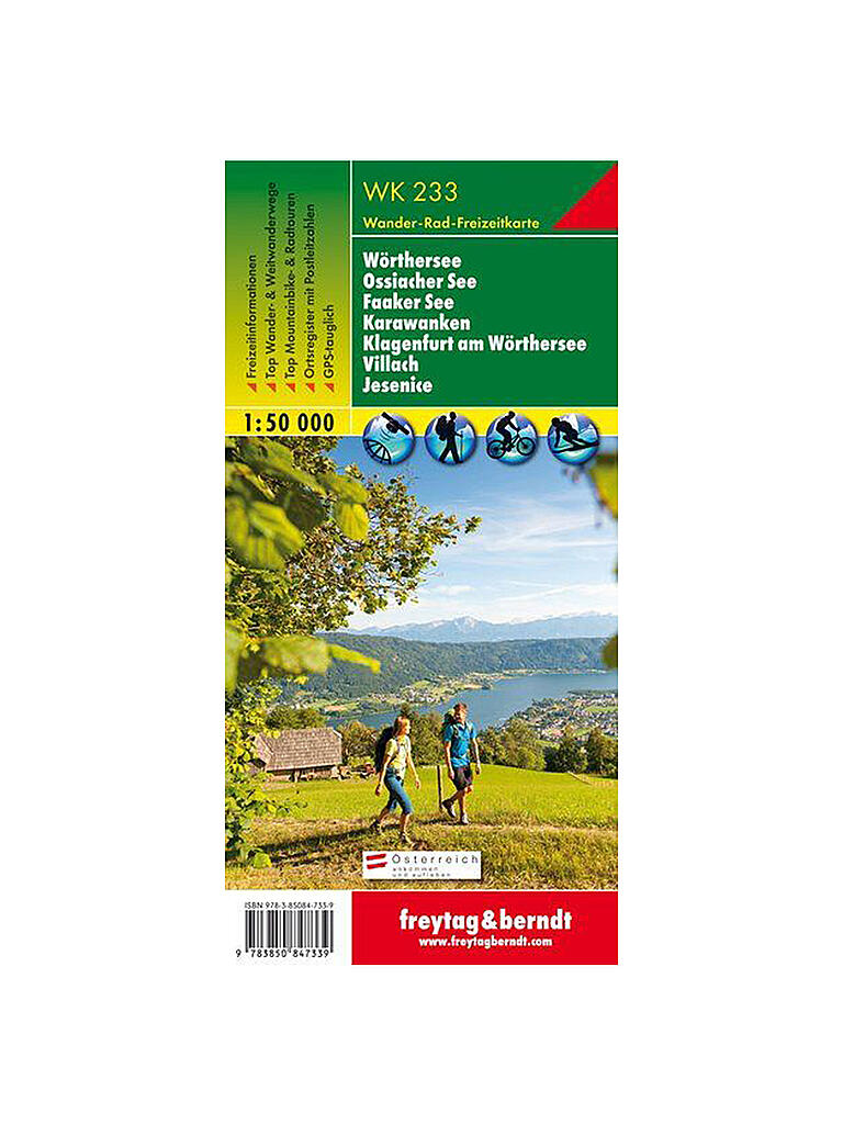 FREYTAG & BERNDT | Wanderkarte WK 233 Wörthersee-Ossiacher See-Faaker See-Karawanken-Klagenfurt am Wörthersee-Villach-Jesenice, 1:50.000 | keine Farbe