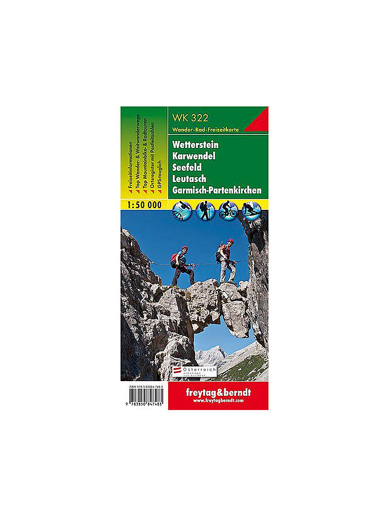 FREYTAG & BERNDT | Wanderkarte WK 322 Wetterstein - Karwendel - Seefeld - Leutasch - Garmisch Partenkirchen, 1:50.000 | keine Farbe