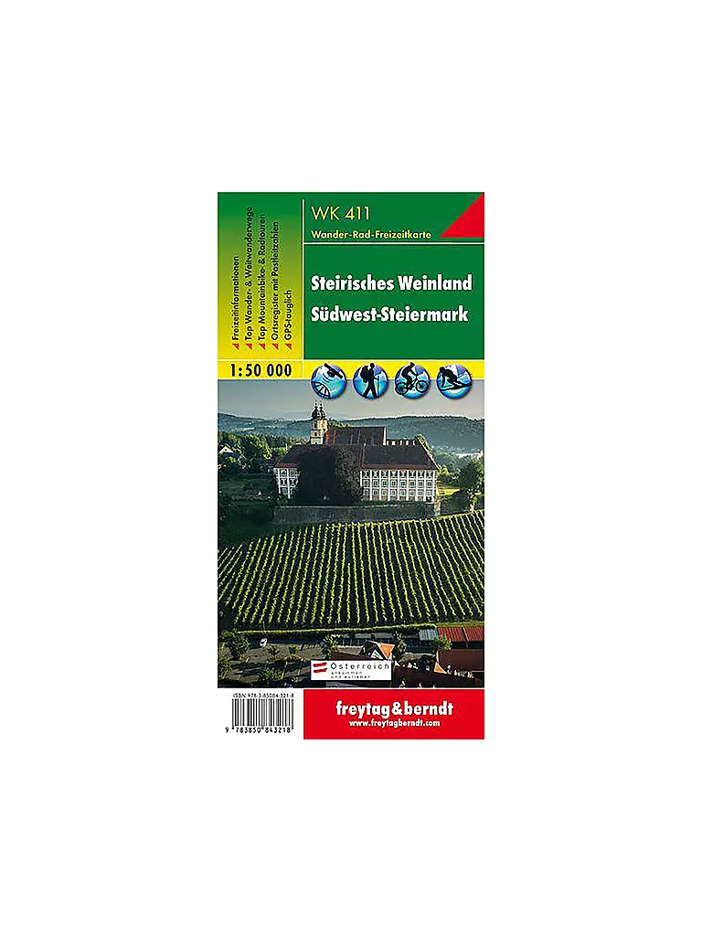 FREYTAG & BERNDT | Wanderkarte WK 411 Steirisches Weinland - Südwest-Steiermark, 1:50.000 | keine Farbe
