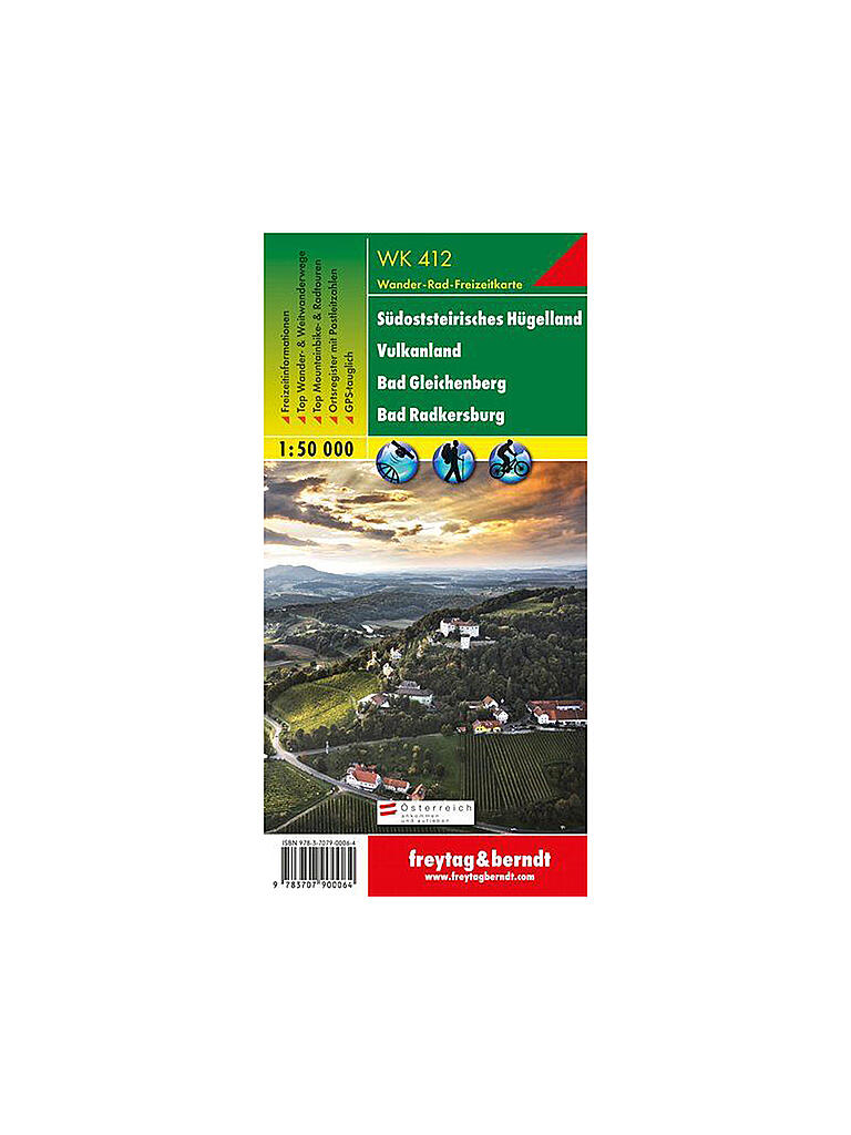 FREYTAG & BERNDT | WK 412 Südoststeirisches Hügelland - Vulkanland - Bad Gleichenberg - Bad Radkersburg Wanderkarte 1:50.000 | keine Farbe