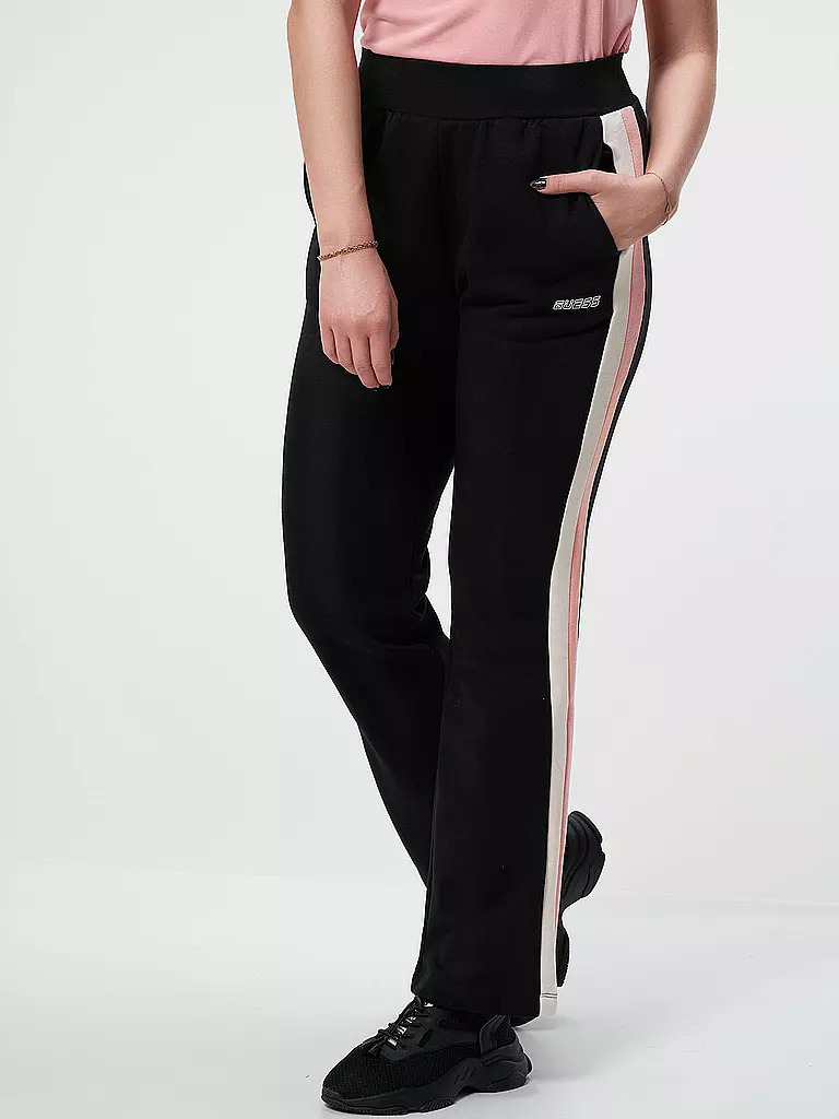 GUESS ACTIVEWEAR | Damen Fitnesshose Seitenstreifen | schwarz
