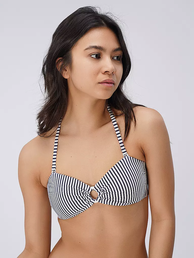 HOT STUFF | Damen Bikinioberteil Bandeau Stripes | weiss