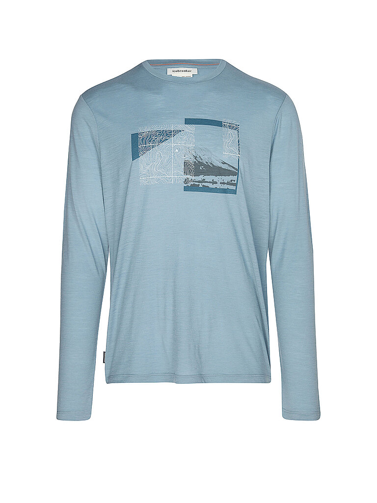 Icebreaker Funktionsshirt Print Langarm Flint Blue Hellblau