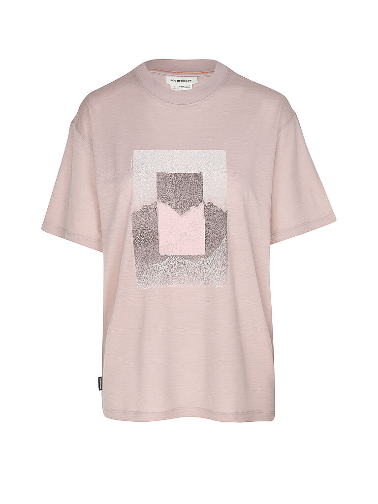 Icebreaker Funktionsshirt Rundhalsausschnitt Schulter Print Merino Rosa