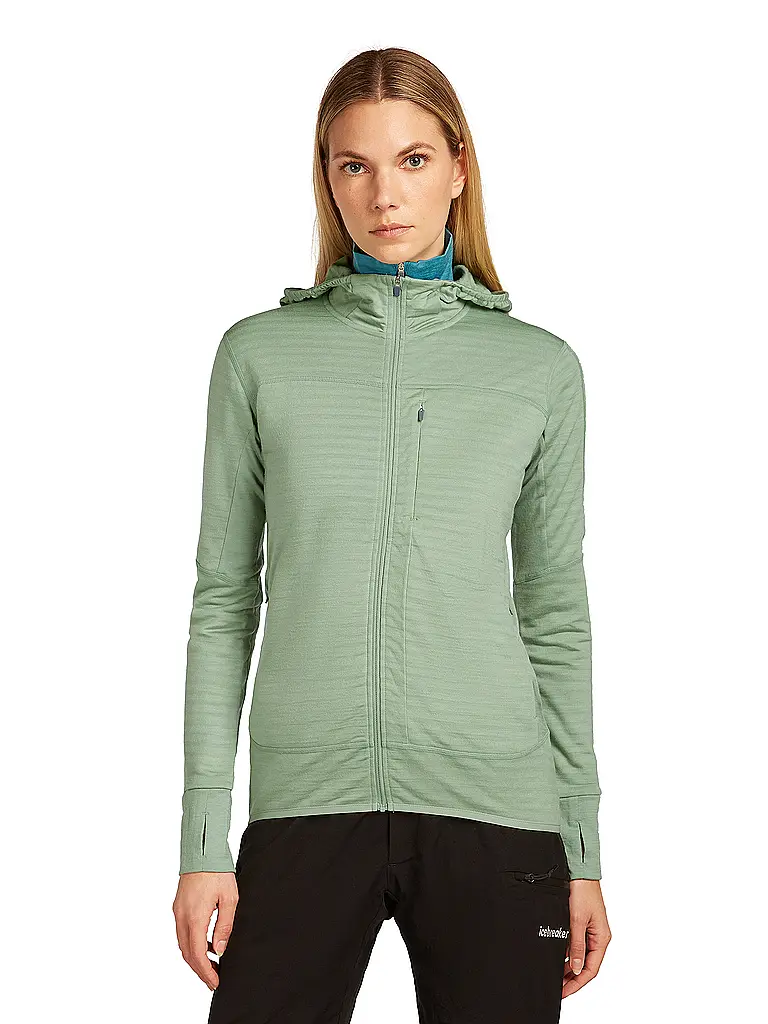ICEBREAKER | Damen Fleecejacke Real Fleece 300 Merino Hoodie | hellgrün