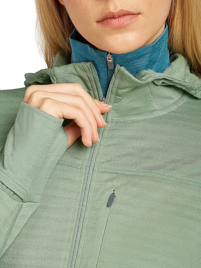 ICEBREAKER | Damen Fleecejacke Real Fleece 300 Merino Hoodie | hellgrün