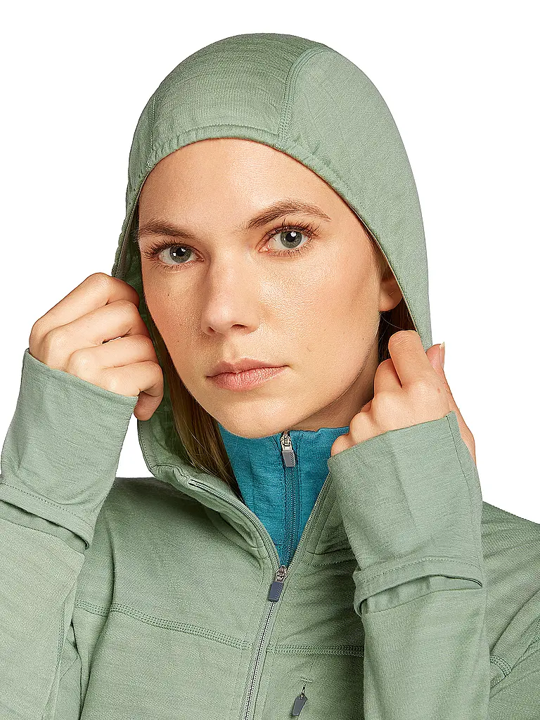 ICEBREAKER | Damen Fleecejacke Real Fleece 300 Merino Hoodie | hellgrün