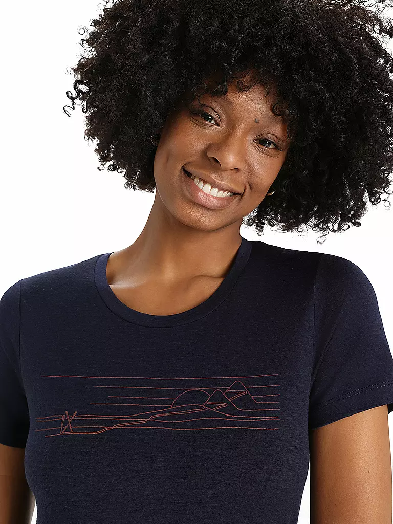 ICEBREAKER | Damen Funktionsshirt Tech Lite II SS Tee Ski Stripes | dunkelblau