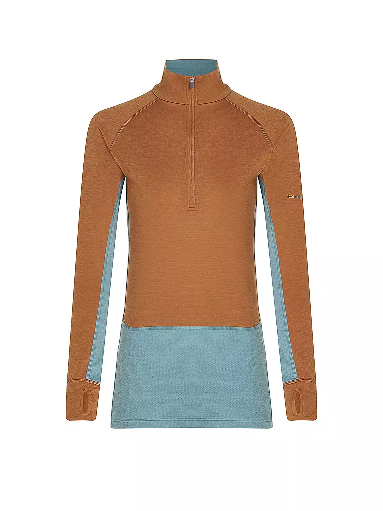 ICEBREAKER | Damen Unterzieh Zipshirt 200 ZoneKnit™ Merino | hellbraun