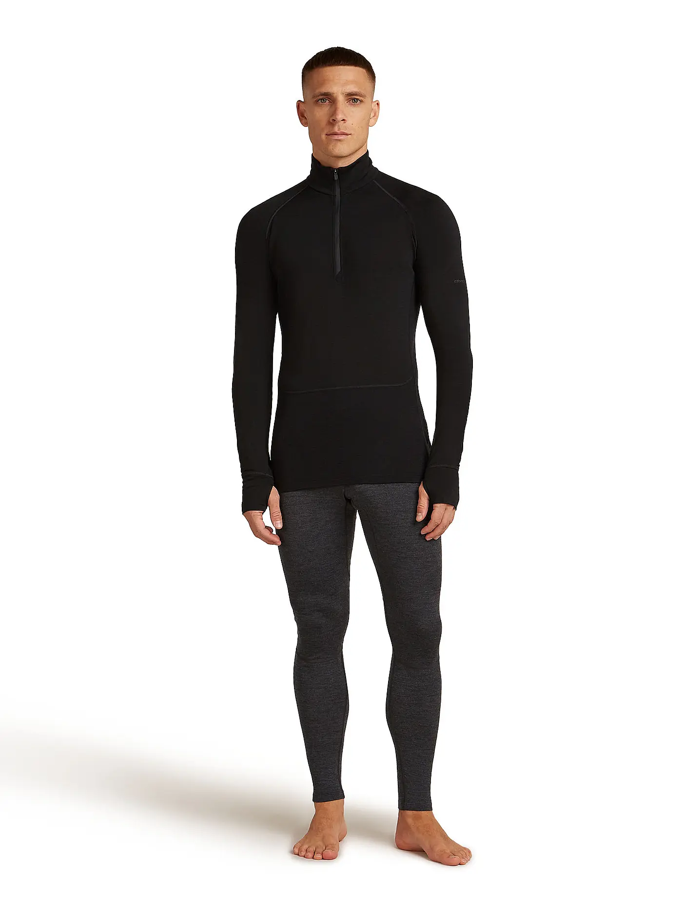 ICEBREAKER | Herren Unterzieh Zipshirt 200 Merino ZoneKnit | schwarz