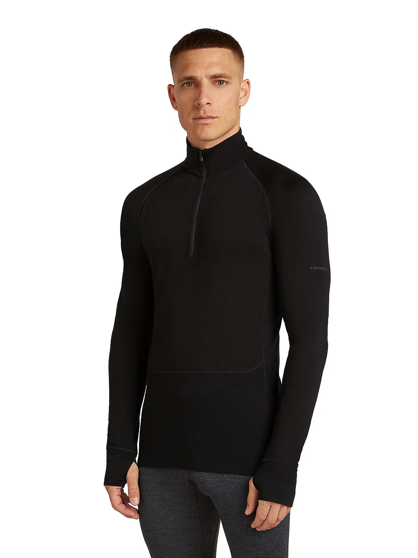 ICEBREAKER | Herren Unterzieh Zipshirt 200 Merino ZoneKnit | schwarz