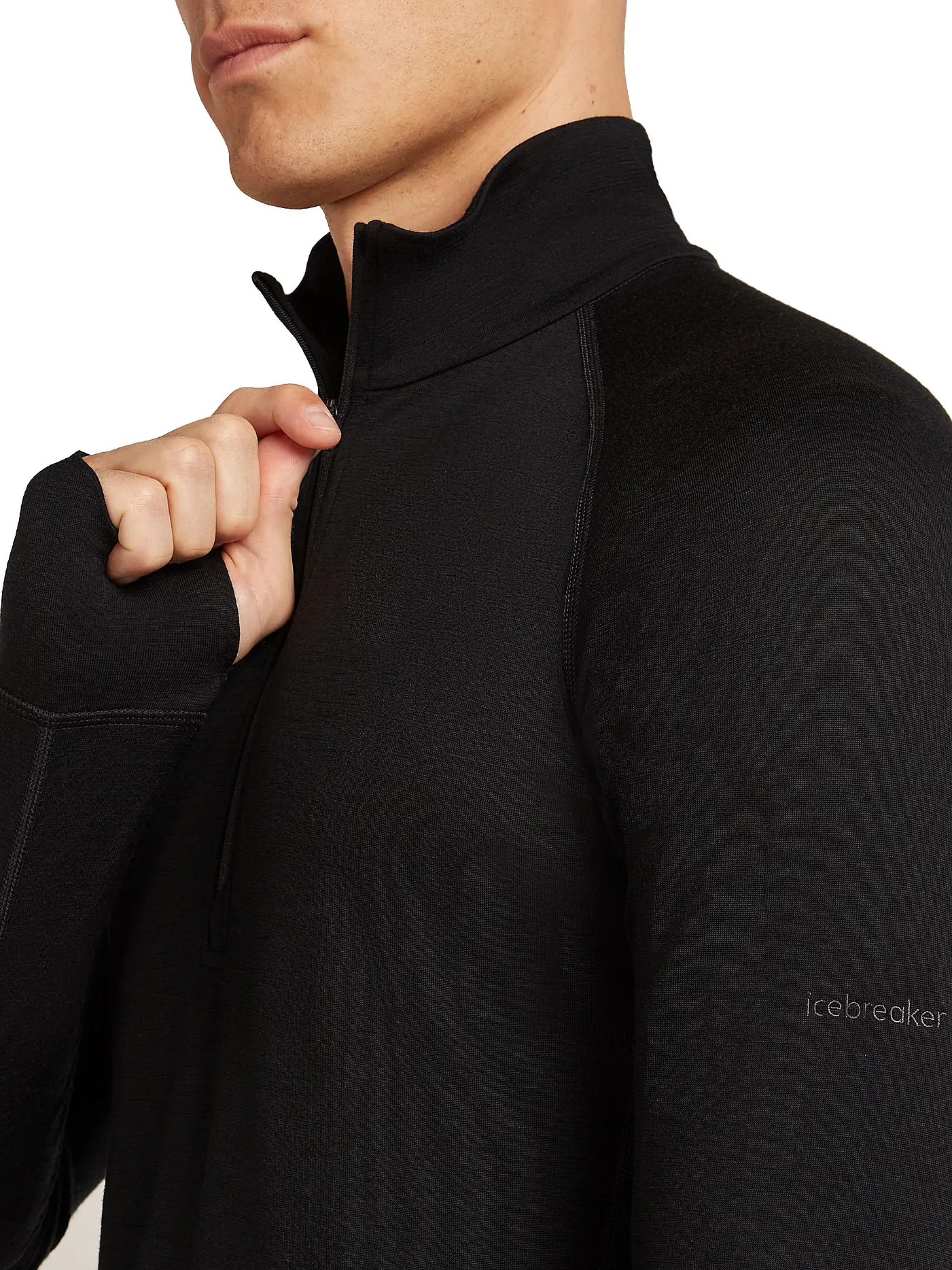 ICEBREAKER | Herren Unterzieh Zipshirt 200 Merino ZoneKnit | schwarz