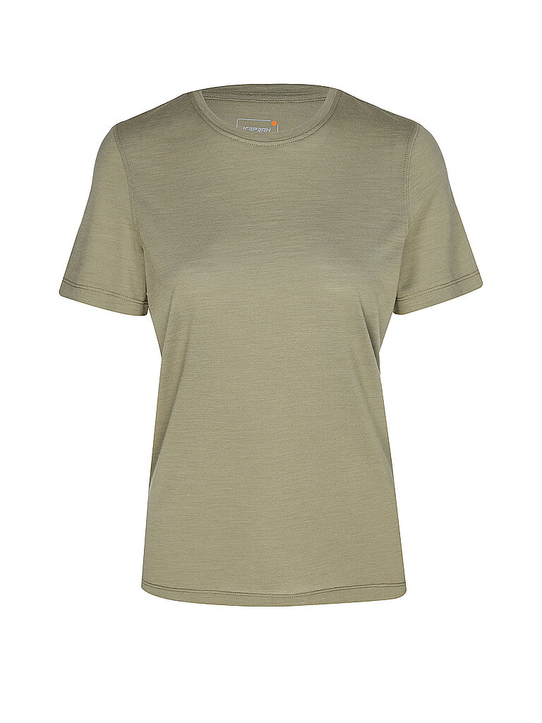 icepeak T-Shirt Figurbetont O-Ausschnitt Merino Olive
