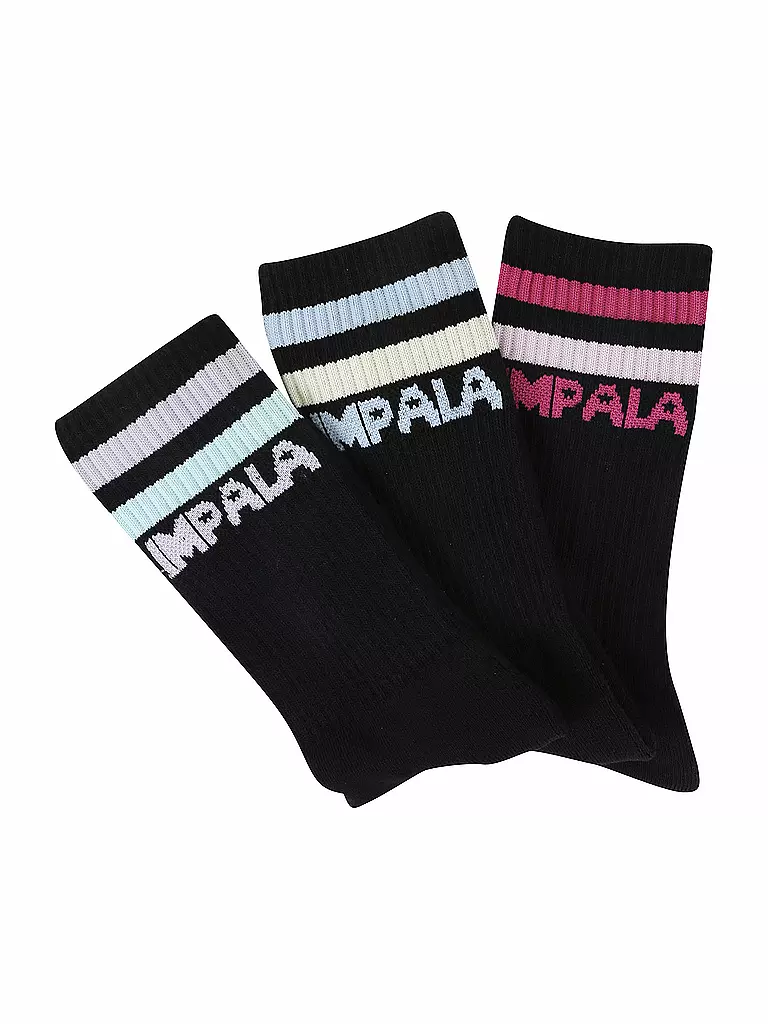 IMPALA | Damen Skater Socken Stripes 3er Pkg. | schwarz