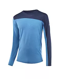 LÖFFLER | Herren Laufshirt Blockshirt Merino-TENCEL(TM) LS | blau