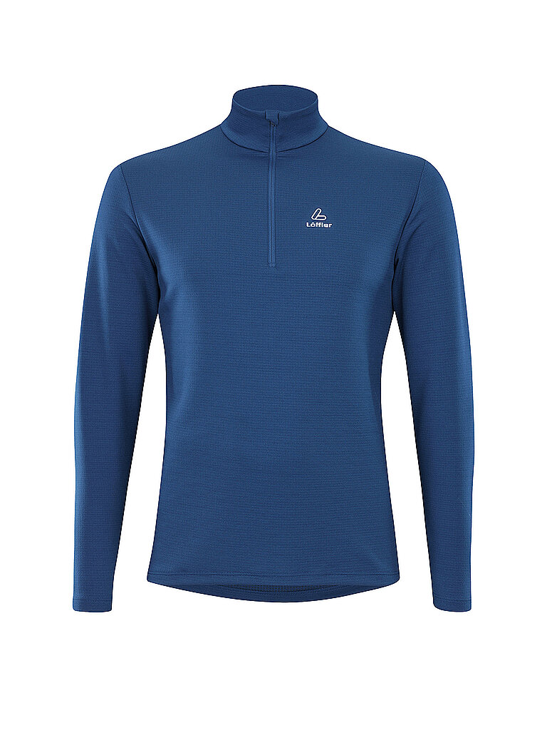 LÖFFLER Herren Unterzieh Zipshirt Uni Tech-Merino blau | 48