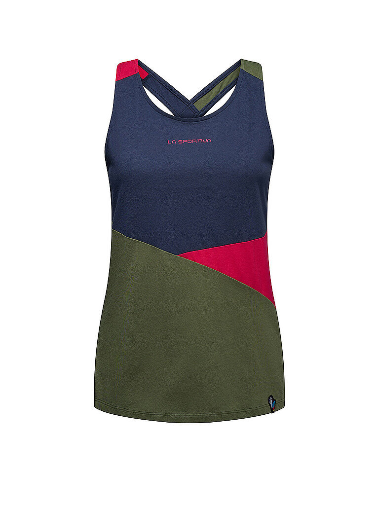 la sportiva Klettertank Baumwolle Color-Block Olive