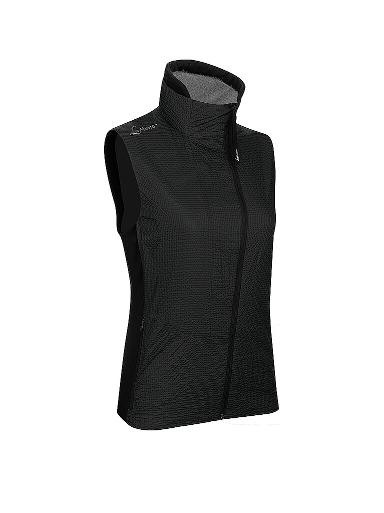 LAMUNT Seersucker Weste Recyceltes Polart Schwarz