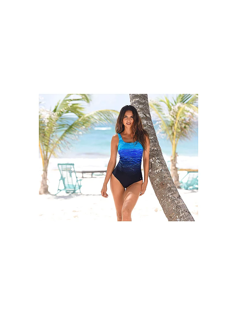 Lascana Damen Badeanzug Mit Batikprint Und Shaping-Effekt Blau | 44B