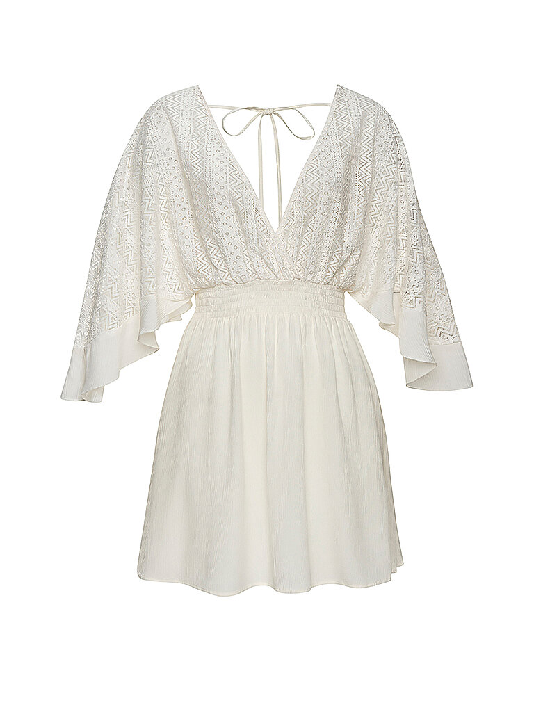 Lascana Strandkleid Cache-Cœur V-Ausschnitt Viskose weiss