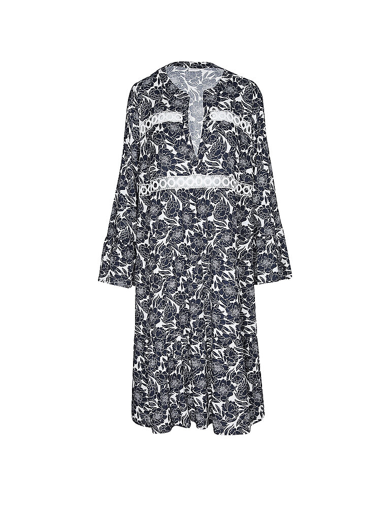 Lascana Tunika Allover Print Volant Viskose Dunkelblau