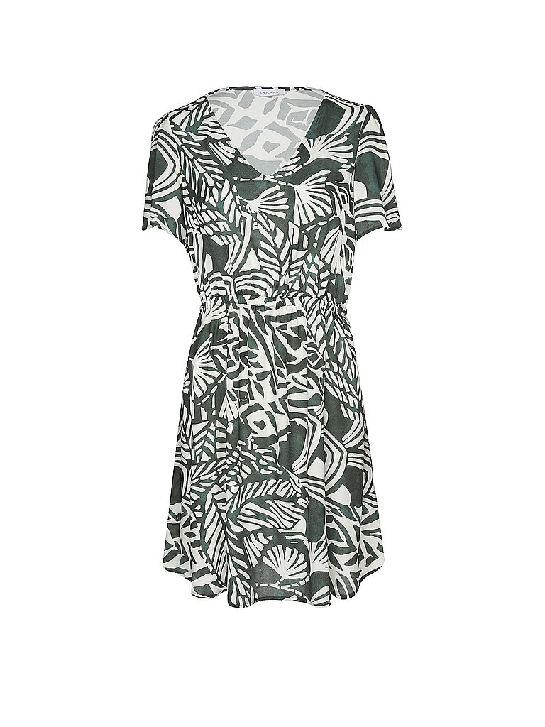 Lascana Strandkleid V-Ausschnitt Flügelärmel Gummizug Viskose Gruen