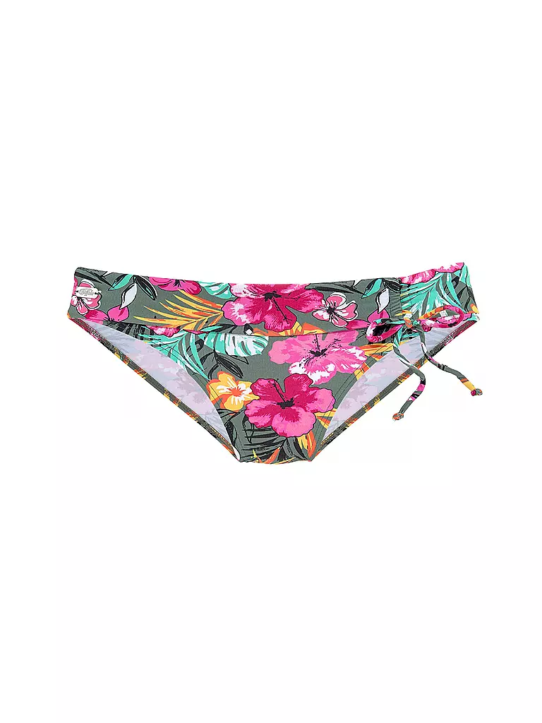LASCANA | Damen Bikinihose Umschlagbund Floral | grün