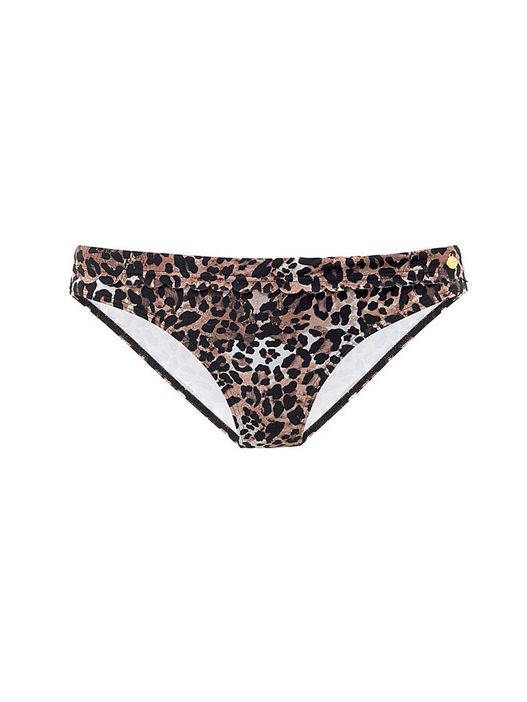 LASCANA | Damen Bikinihose Umschlagbund Leo | braun