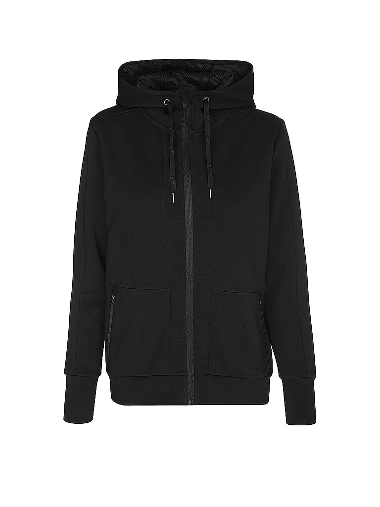 LPO Kapuzenjacke Kordelzug Langarm Reißverschluss Baumwolle-Polyester-Esasthan Schwarz