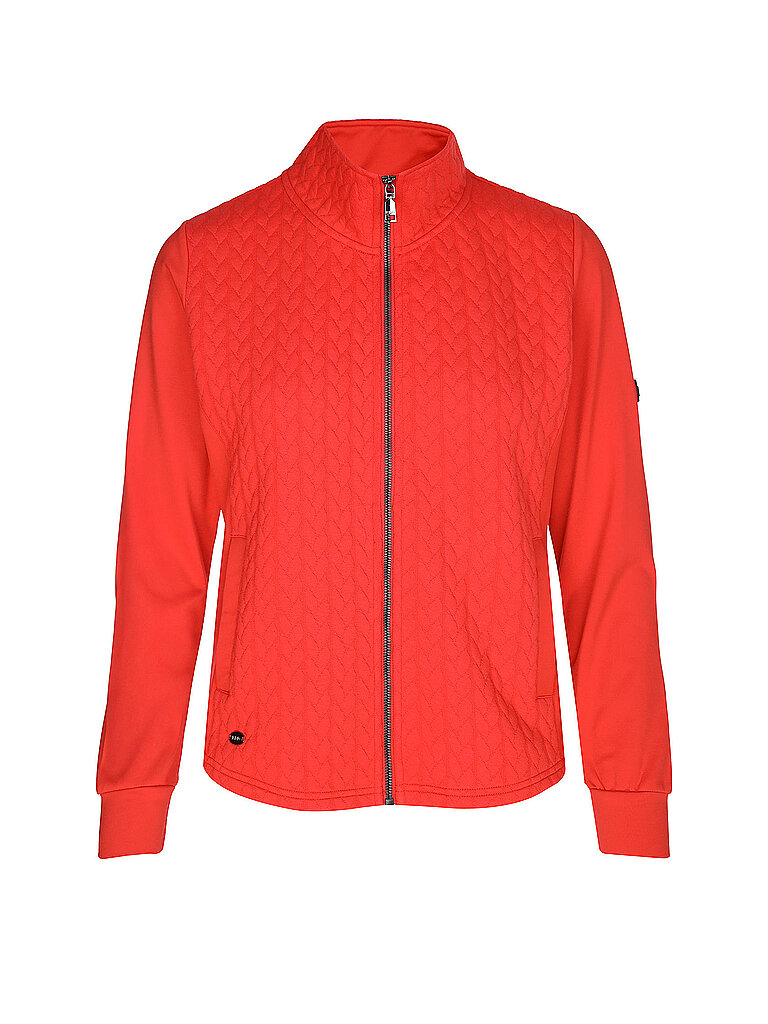 LPO Fleecejacke Stehkragen Reißverschluss Bündchen Polyester-Esasthan Rot