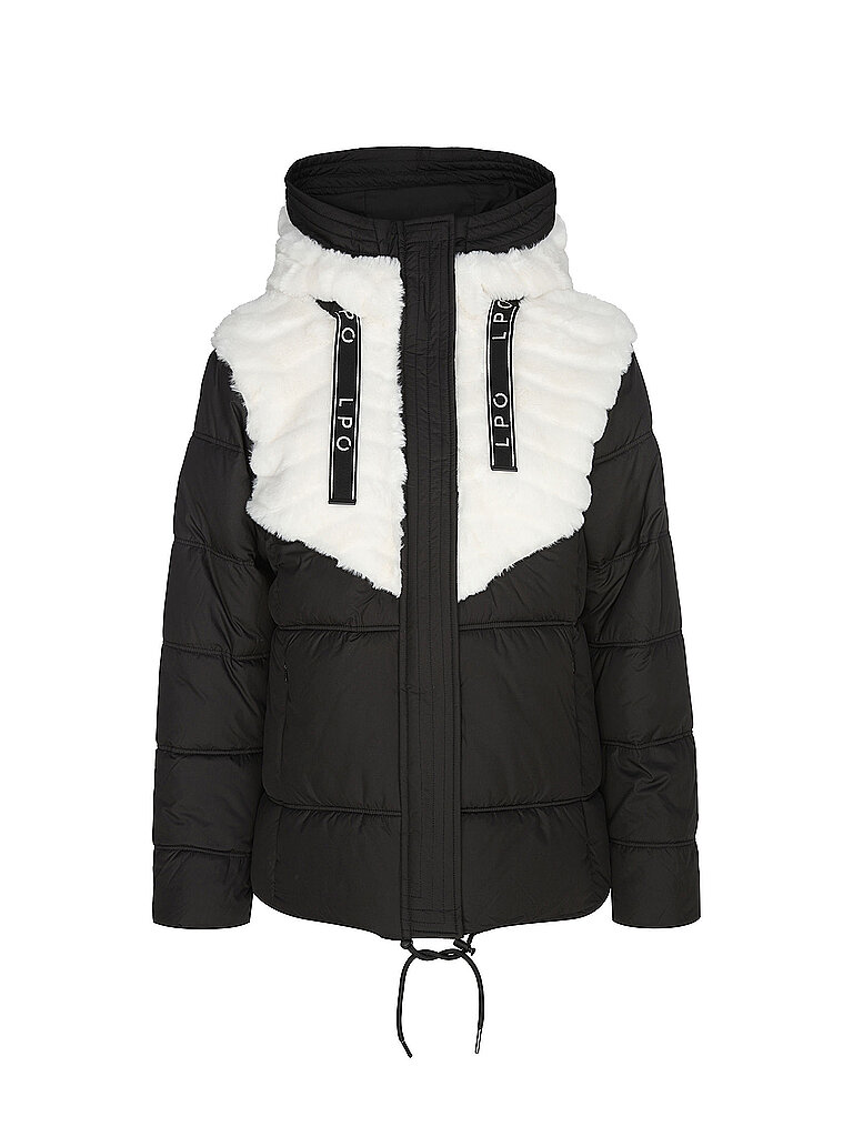 LPO Jacke Hoodie Kordelzug Kunstfellbesatz Polyester Schwarz