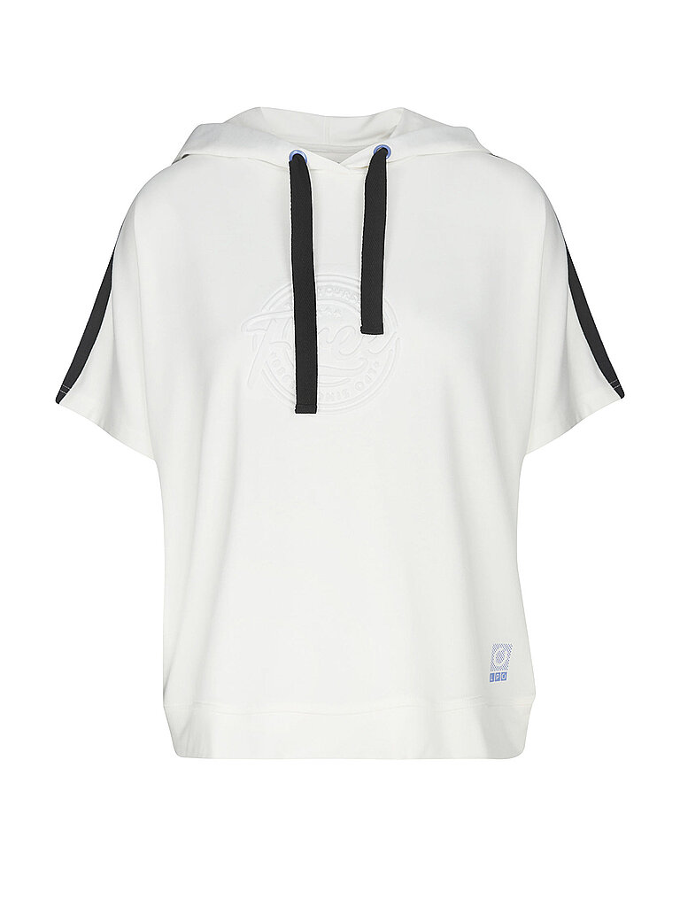 LPO T-Shirt Hoodie Lockerer Kontraststreifen Polyester-Viskose Creme