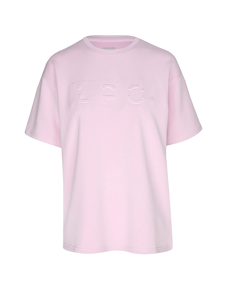LPO T-Shirt Rundhalsausschnitt Überschnittene Schultern Polyester-Modal-Elasthan Rosa