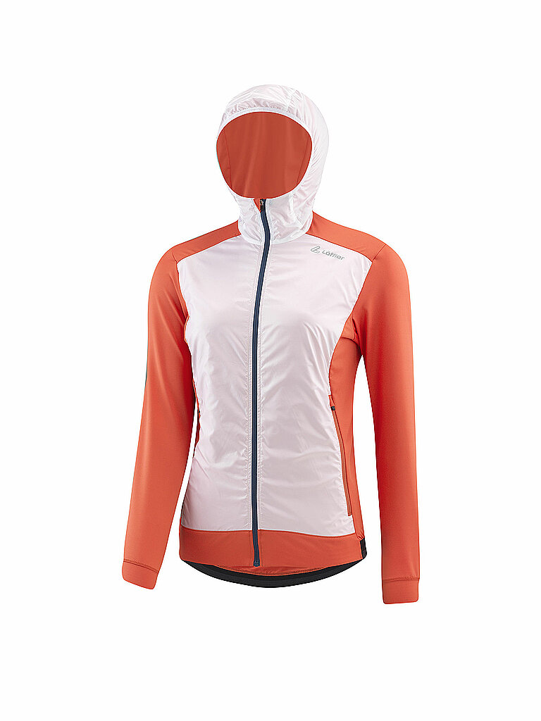 LÖFFLER Damen Laufjacke Hybrid Light Hooded orange | 34