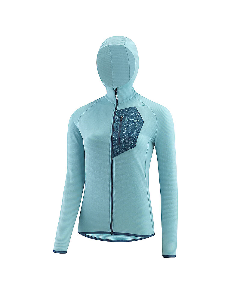LÖFFLER Damen Laufhoodie Techfleece FZ türkis | 38